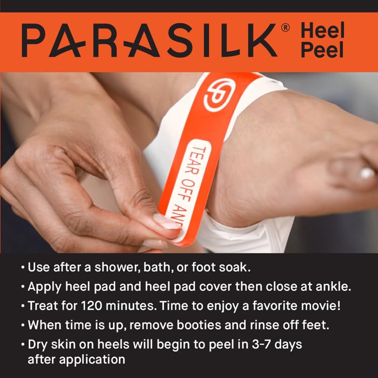 [Australia] - Parasilk Exfoliating Recovery Foot Heel Peel – 2 Pairs - 2 Sets of Exfoliation Gel Heel Pads and 2 Sets of Heel Sock Covers. Targeted Repair for Rough, Dry Skin, Cracked Heels and Feet 