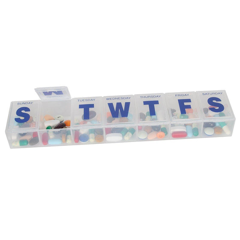 EZY DOSE 3XL Jumbo Weekly (7-Day) Pill Organizer, Vitamin and Medicine Box, Easy Open White Translucent - 2 Pack (3XL - 2 Pack)