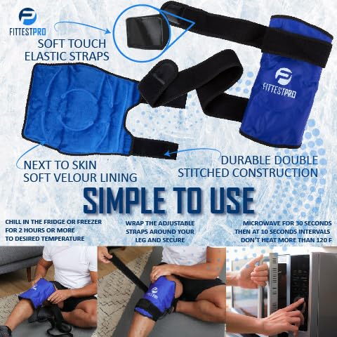 [Australia] - Fittest Pro Knee Ice Pack Wrap for Pain Relief, Reusable Hot and Cold Therapy Wrap for Swelling, Recovery, and Therapy for Arthritis, Meniscus Tear and ACL 