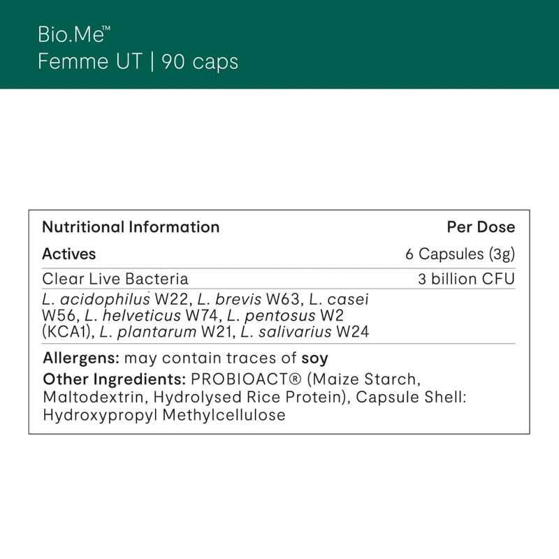 Bio.Me Femme UT 90 Capsule - Clinically researched Live Bacteria for the Female microbiome