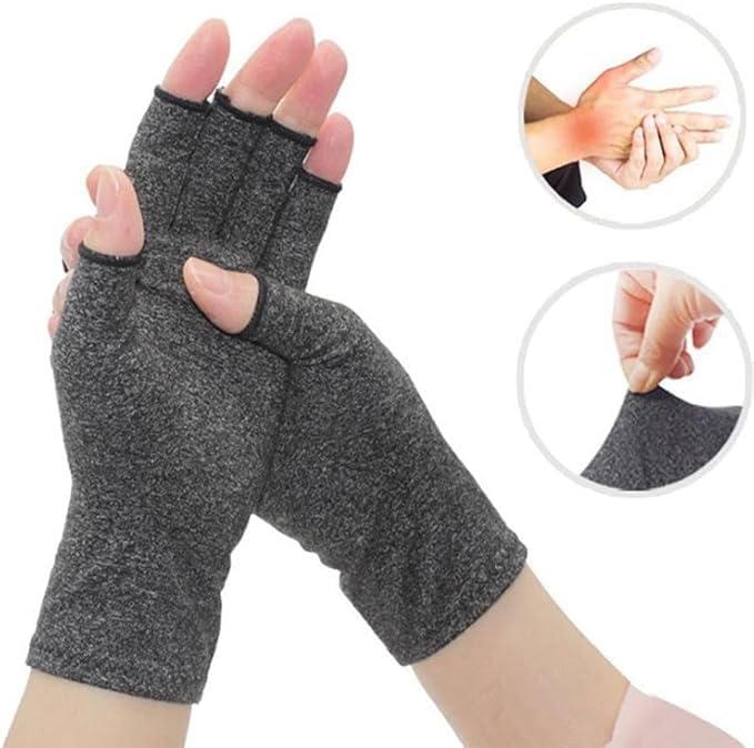 2 Pairs Bamboo Arthritis Gloves for Men Women,Compression Glove,Premium Bamboo Gloves,Compression Gloves for Arthritis Medium Gray B