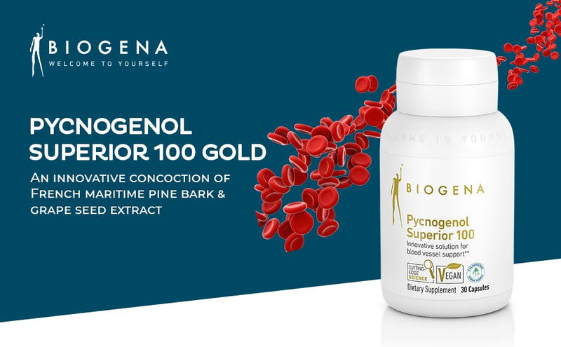 [Australia] - Biogena Pycnogenol 100 mg Gold with Premium Patented French Maritime Pine Bark Extract (Pinus Pinaster) to Support Blood Circulation 