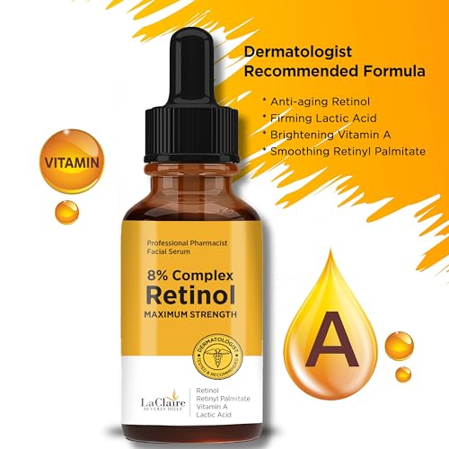 Skincare Duo: 8% Complex Retinol Face Serum 15ml + Vitamin C+ Serum 30ml - Anti-Aging, Brightening, Firming, Smoothing