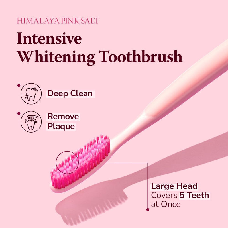 HIMALAYA PINKSALT Intensive Clean Toothbrush 4 Count - Extra-Large Toothbrushes for Adults, Plaque Remover for Teeth, Tapered Bristles Gentle on Teeth and Gum, Deep Clean Toothbrush Salty Pink (4 Count, Extra Large)