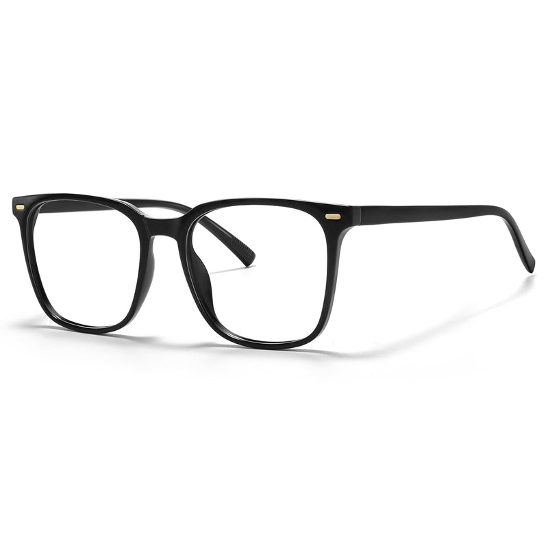 [Australia] - Oversized Square Blue Light Blocking Glasses for Women Men, Anti-Fatigue Computer Monitor Gaming Glasses Reduce Eye Strain(Black) Black Clear 
