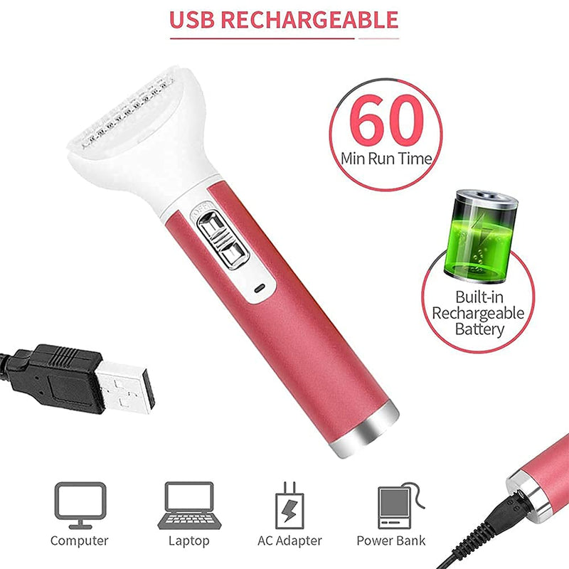 [Australia] - Electric Razor for Women,5 in 1 Womens Shaver Electric Bikini Trimmer Pubic Hair Removal Wet & Dry Painless Shaver for Legs Underarms Eyebrow Face Nose and Bikini Line Razor (Red) 