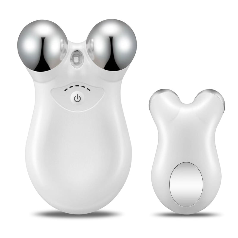 Facial Massage Roller Device, Dual-Head Design with LED Light Therapy, Electric Beauty Tool for Skin Care, White