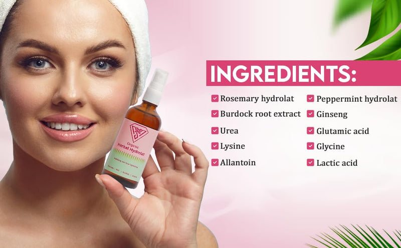 Vantanex Organic Rosemary, Burdock Root, Ginseng & Mint Hydrolat – Infused with Vitamins & Oregano – Revitalizing Herbal Tonic for Scalp, Skin & Body – Potent Organic Wellness Mist