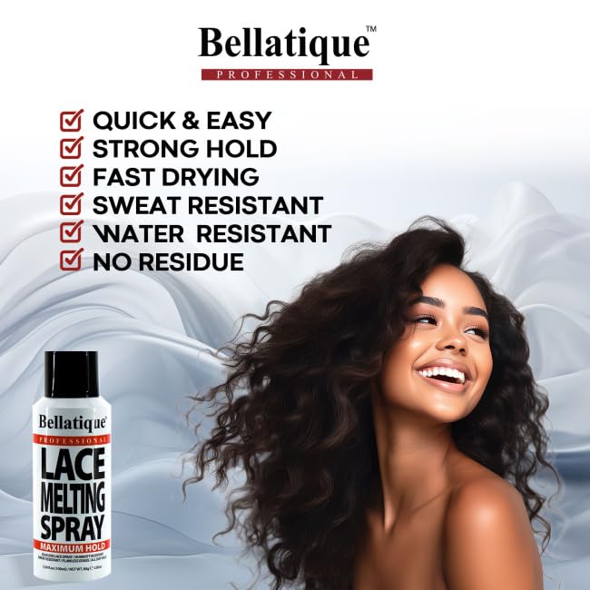 [Australia] - Lace Melting Spray (6.67 oz) - Maximum Hold. Flawless Edges, Quick & Easy, Fast Drying, Humidity Resistant, Sweat Resistant, All Day Hold, Quick Drying, Flake Free, Easily Removed. 6 oz 