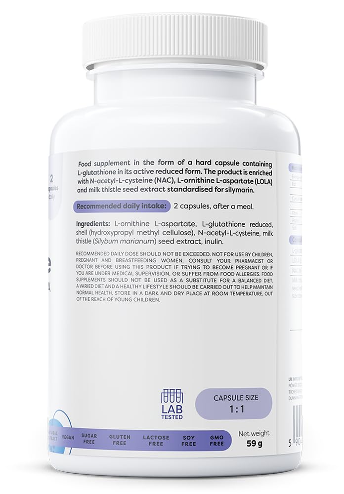 Osavi Glutathione with NAC, Silymarin & LOLA – 120 Vegan Capsules | Reduced L-Glutathione (GSH) | Milk Thistle Extract 80% Silymarin | Supports Liver & Bile Function | with N-Acetyl-L-Cysteine