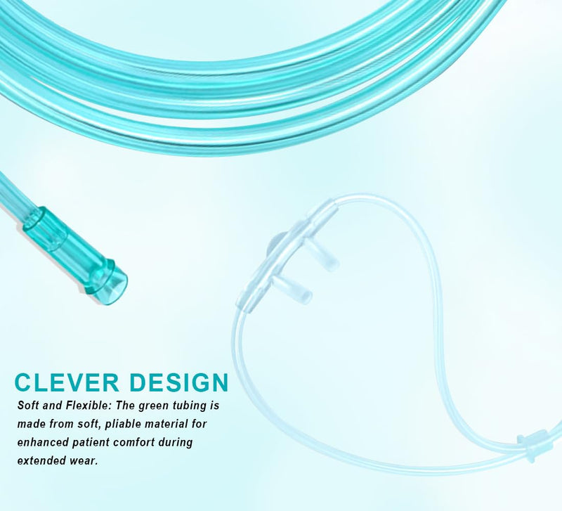 [Australia] - 10 Pack High-Flow Ultra Soft Nasal Oxygen Cannula, Green Tubing and Each Individual Packing with Standard Connection 7 Ft 