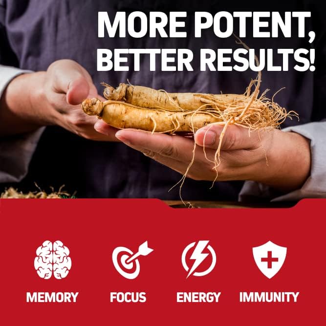 [Australia] - Herbtonics Korean Red Panax Ginseng 1500mg - High Potency Ginseng for Energy, Performance & Immune Support for Men & Women - Ginseng Root Extract Powder Supplement for Focus and Vitality -120 Capsules 120 Count (Pack of 1) 