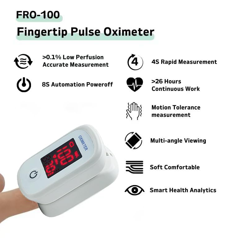 Fingertip Pulse Oximeter - Accurate Blood Oxygen Monitor (SPO2) & Heart Rate Monitor With Anti Motion Interference -Suitable for home/outdoor use