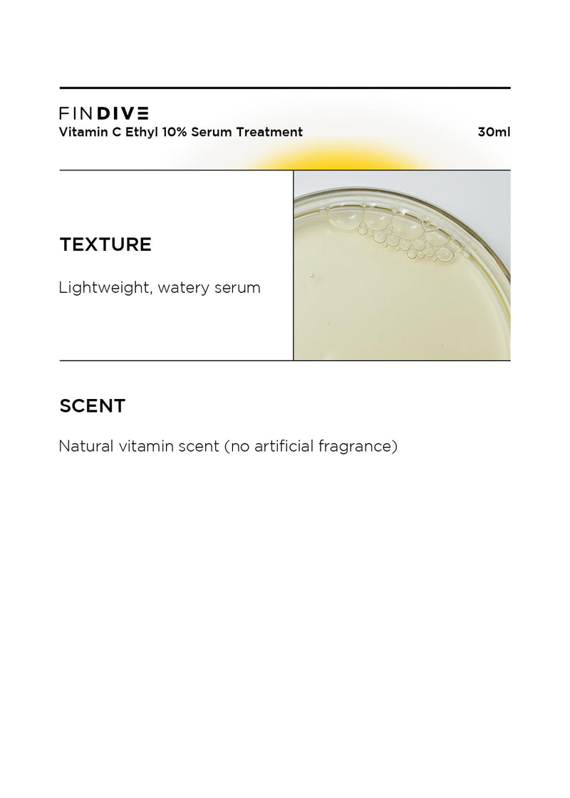 FINDIVE OFFICIAL Vitamin C Ethyl 10% Serum Treatment, Face Dark Spot Corrector and Anti Aging, Uneven Skin Tone, Hydrating Glow, Korean Skincare 1.01 fl.oz