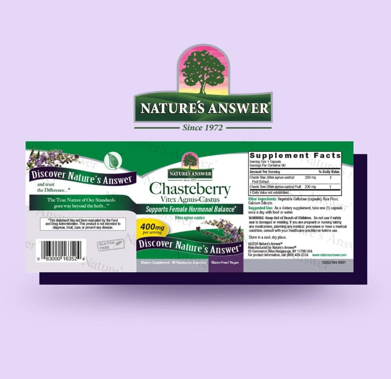 Natural's Answer Chasteb. Vitex, 400mg, 90 Capsules