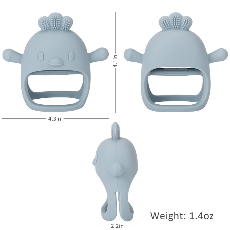 [Australia] - Socub Silicone Baby Teether Toy for Infants 3+ Months, BPA Free Anti-Drop Silicone Mitten Teething Toy for Soothing Sore Gums, Baby Chew Toys for Sucking Needs, Dusty Blue 