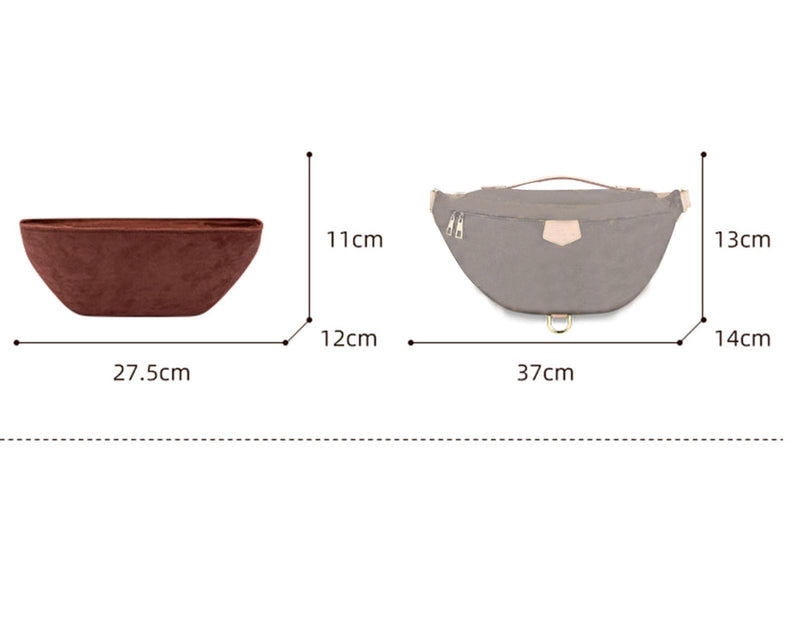 Purse Organizer Insert for Waistpack Inner Sleeve BUMBAG Lining Bag Storage Bag2047Dark brown 10.8*4.7*4.3in Dark brown