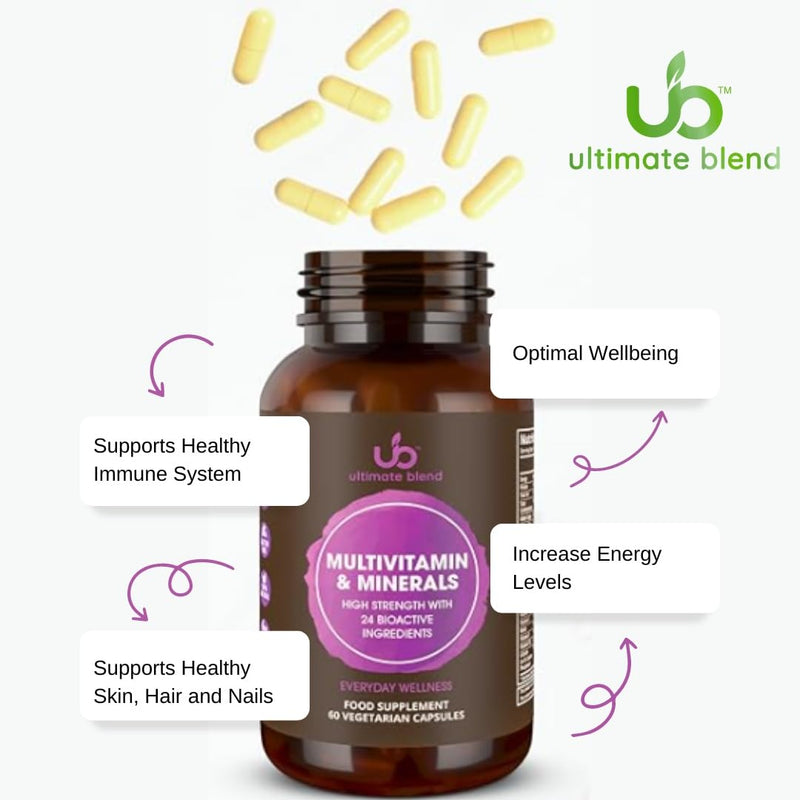 Ultimate Blend Multivitamin & Minerals | Once Daily Nutritional Support with 26 Bioactive Ingredients | Everyday Wellness Supplement | Vegan, Gluten Free | Boosts Energy & Immunity – 60 Vegan Caps…