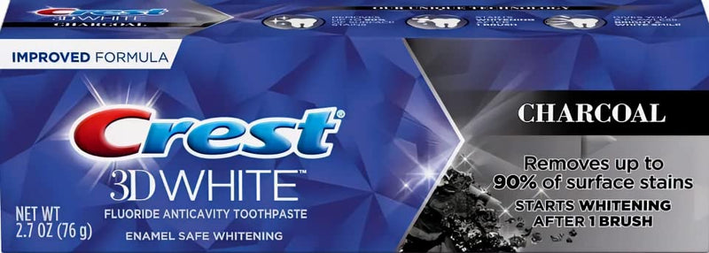 Crest 3D White Charcoal Teeth Whitening Toothpaste, Enamel Safe - 2.7 oz (76g) - Pack of 2