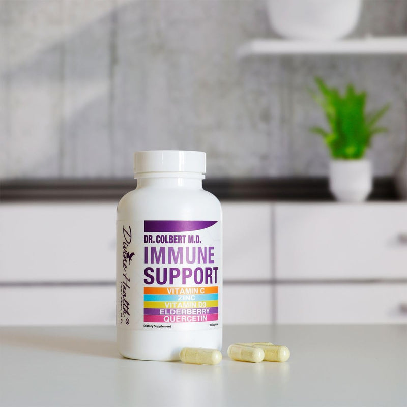 Dr. Colbert, MD Immune Support | by Divine Health | Vitamin D3 | Zinc | Quercetin | Vitamin C | Elderberry | 90 Capsules
