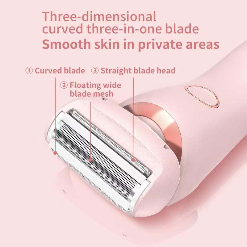 Livora Electric Shaver for Women | 2 in 1 Silk Glide Pro Razor | Wet & Dry Waterproof with Removable Head | Painless Hair Removal for Leg, Arm, Underarm & Bikini Area | (Pink) Pink