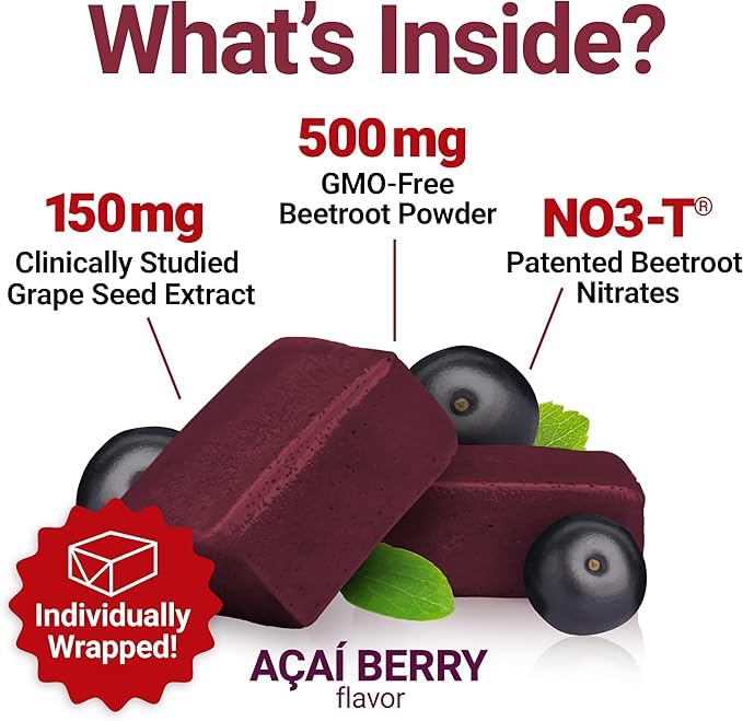 60 Beetroot Gummies with coenzyme Q10 Nitrate, Grape Seed Extract and antioxidants for Heart Health