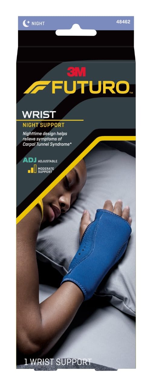 [Australia] - Futuro Night Wrist Sleep Support Brace, Adjustable Nighttime Splint for Carpal Tunnel Relief, Cushioned Beads and Removable Stabilizer, Fits Left or Right Hand (2-Pack) 2 Pack 