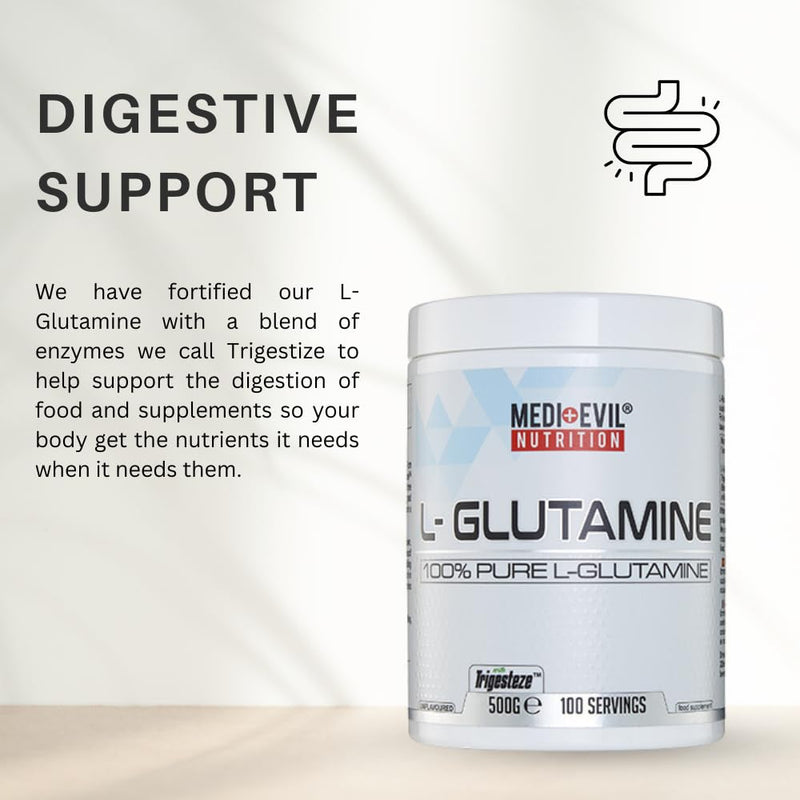 Medi-Evil Nutrition L Glutamine Powder, 500g, Digestive and Immune Support