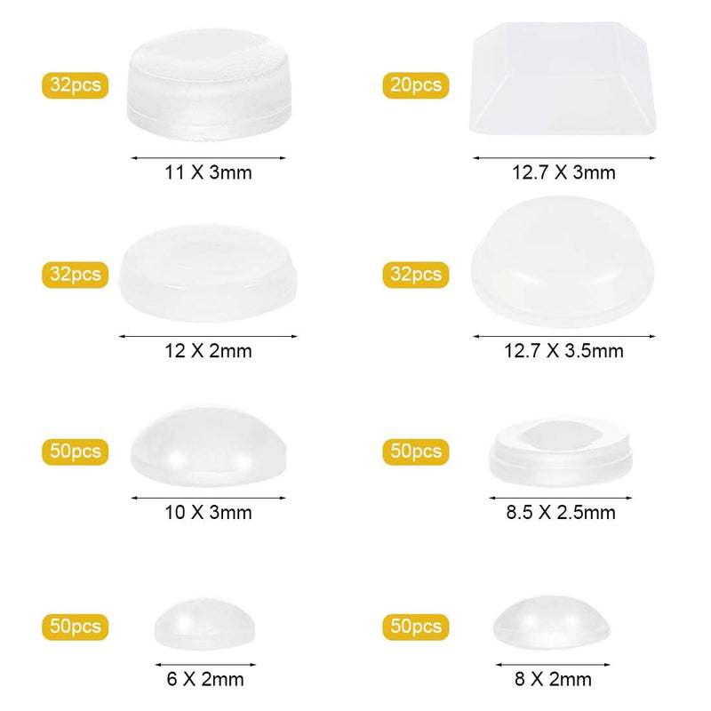 [Australia] - Self-adhesive rubber buffers, 316 pieces elastic buffers, 8 sizes, furniture buffers, rubber feet, self-adhesive stop buffers, door buffers, transparent for glass panels, doors, cupboards, drawers 