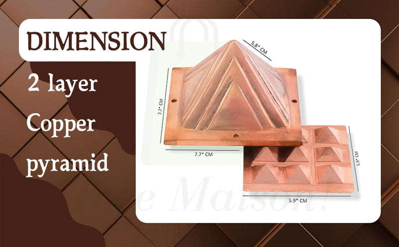 CORONATING Homes Vastu Copper 2 Layer Pyramid | 3-Inch | Pyramid for Positive Energy, Health & Wealth | Vastu Dosh Remedies for Home & Office | Direction - SE, SSE, South | Pack of 1