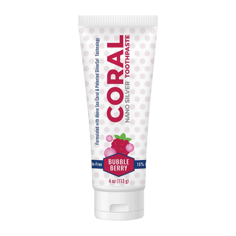 Coral Nano Silver Bubble Berry Kids Toothpaste, Natural Fluoride Free Teeth Whitening Toothpaste, Coral Calcium Nano Silver Infused SLS Free - 4 Ounces 4 Ounce (Pack of 1)