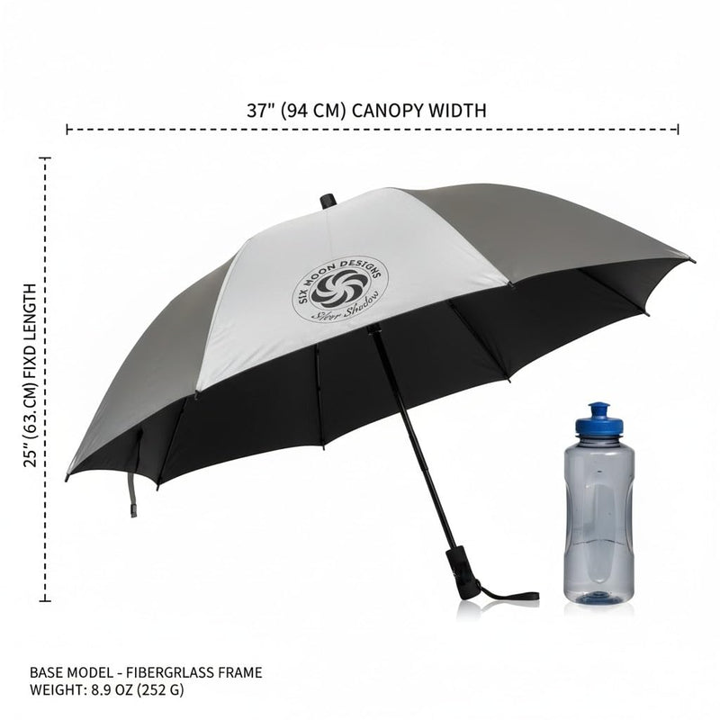 Six Moon Designs Silver Shadow Hiking Umbrella - UPF 50+ Sun & Rain Protection - Ultralight 8.9 oz Fiberglass Frame - Durable Reflective Trekking Umbrella for Backpacking, PCT, and Desert Travel