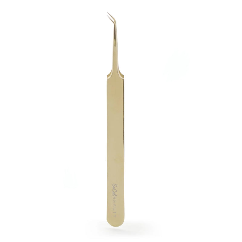 Date Classic Pickup Lash Tweezer by SoCal Beauty | Precision Gold Eyelash Tweezer for Eyelash Extensions, Hand-Tested with 1mm Guide – Ideal Lash Tweezer for Eyelash Extension 1