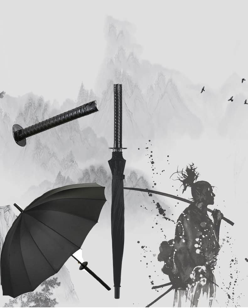WPOZD Samurai Umbrella Semi-automatic Samurai umbrella is a creative gift for wind and rain protection outdoors 24 bone