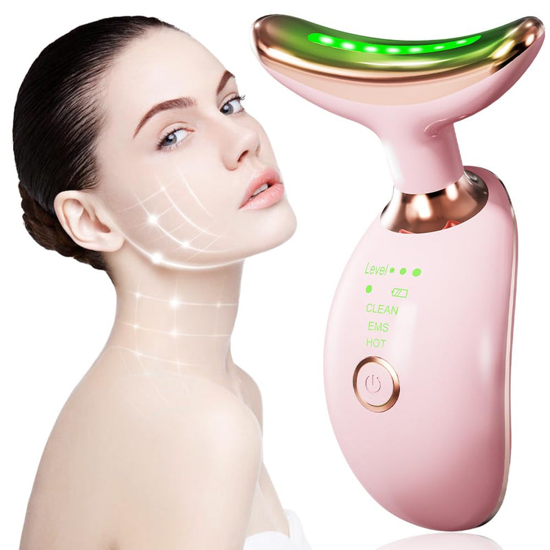 Face and Neck Massager Tool, 3 Color LED Red-Light-Therapy Wand for Skin Care