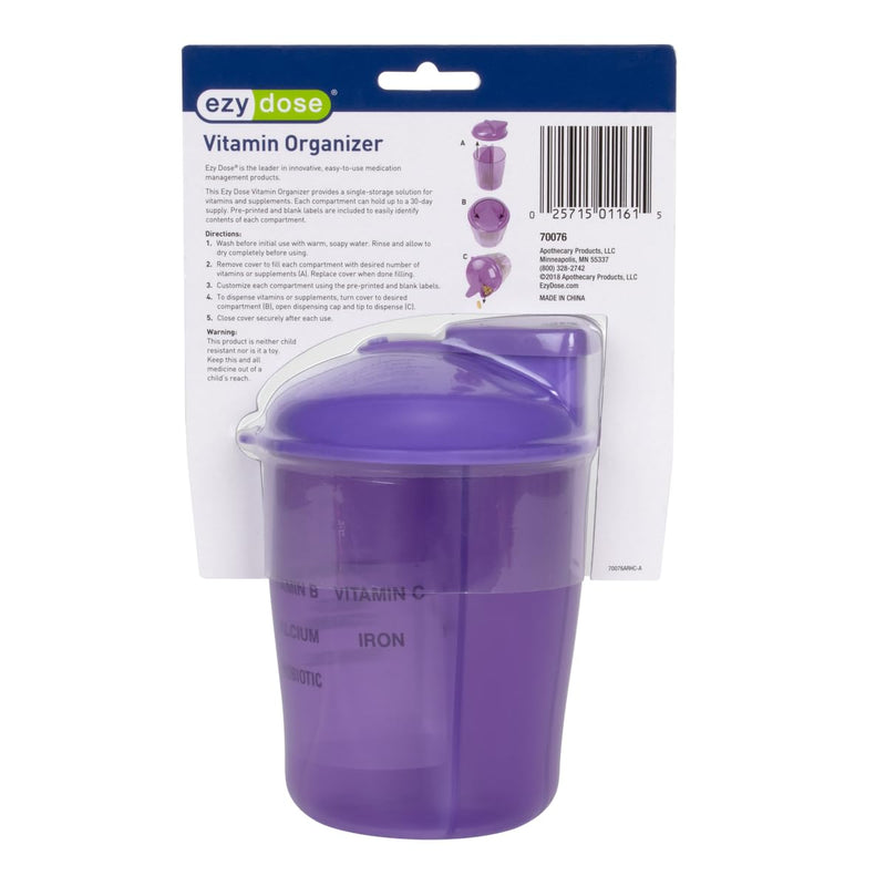Ezy Dose 30-Day Vitamin Organizer, 6 Large Compartments, Purple, BPA-Free | Monthly Storage System Features Spacious Sections for Supplements, 6 Large Compartments for Organized Daily Routines