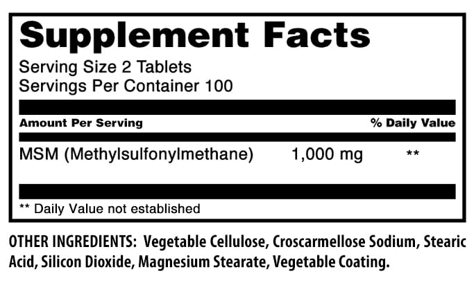 [Australia] - Amazing Formulas MSM (Methylsulfonylmethane) Supplement | 1000 Mg Per Serving | 200 Tablets | Non-GMO | Gluten Free | Made in USA Unflavored 