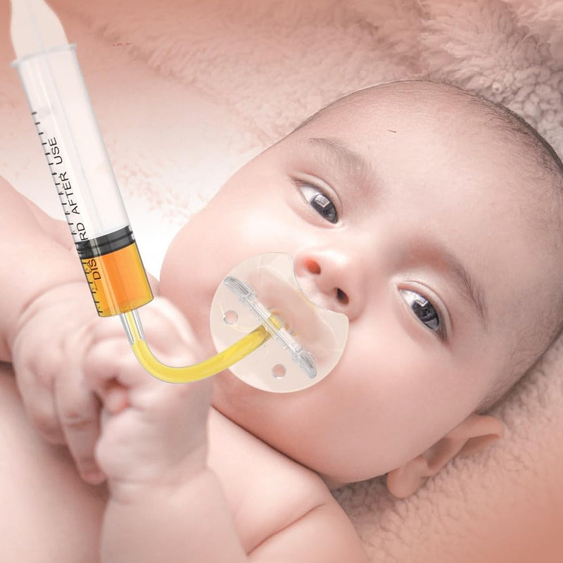 [Australia] - PandaEar Baby Medicine Dispenser Kit (4PCS) - Oral Syringe, Pacifier Medicine Feeder, Measuring Cup & Cleaning Brush | Silicone Baby Medicine Dropper for Newborns, Infants & Toddlers 