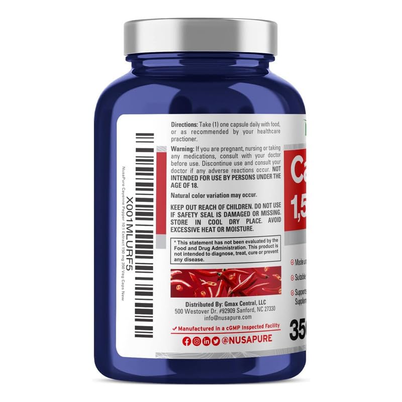[Australia] - NusaPure Cayenne Pepper 1500mg Per Caps, 350 Veggie Capsules, Vegetarian, Non-GMO, Gluten-Free 