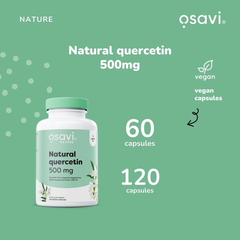 Osavi Natural Quercetin 500 mg – 60 Vegan Capsules | FlaviPure® Quercetin from Japanese Pagoda Tree | Supports Immunity & Reduces Oxidative Stress | Derived from 6000 mg Sophora Japonica