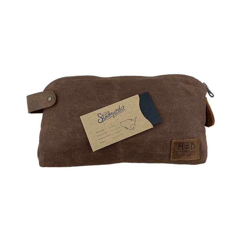 Hide & Drink, Large All Purpose Dopp Kit Utility Bag, Waxed Canvas, Handmade, Honey Bourbon