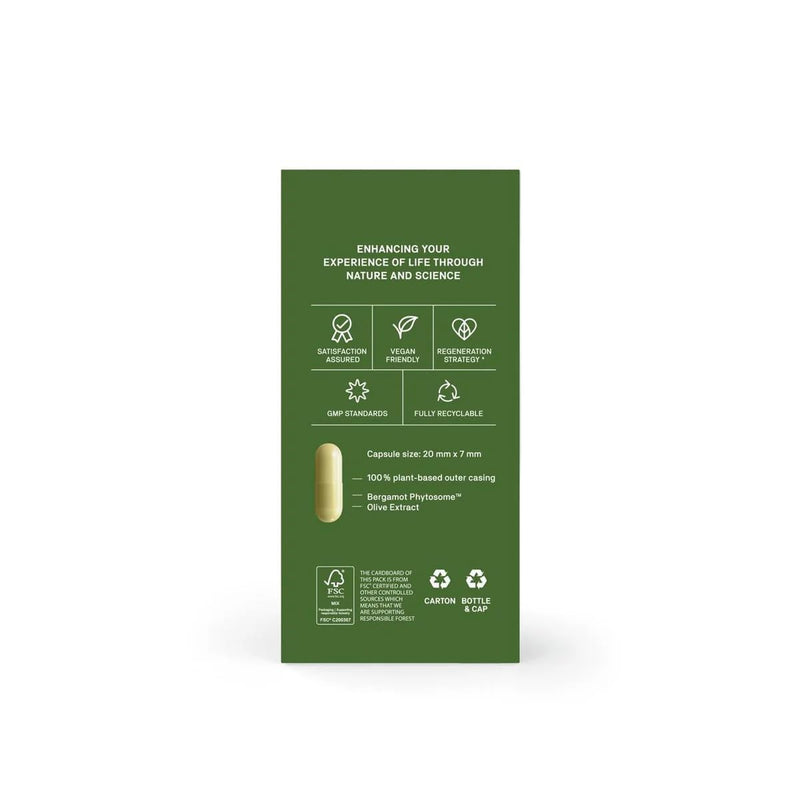 Bergamot - HT Complex 60 Vegan Friendly Capsules| Enhanced Delivery System| Bergamot Phytosome™ Extract for Enhanced bioactivity| Olive Extract 10mg Hydroxytyrosol Yield