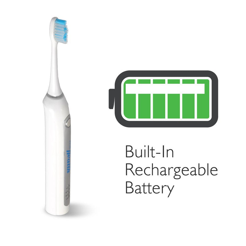 [Australia] - Pyle Wave Rechargeable Electric Toothbrush - w/ 3 Brush Mode, UV Light, 2 min Timer, 2 Oral Brush Heads, Charging Dock Holder - for Kids, Teens, Adults 