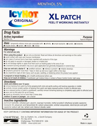 [Australia] - Icy Hot Extra Strength Medicated Patch, XL Back & Large Areas, 3 Count (Pack of 1) 3 Count (Pack of 1) 