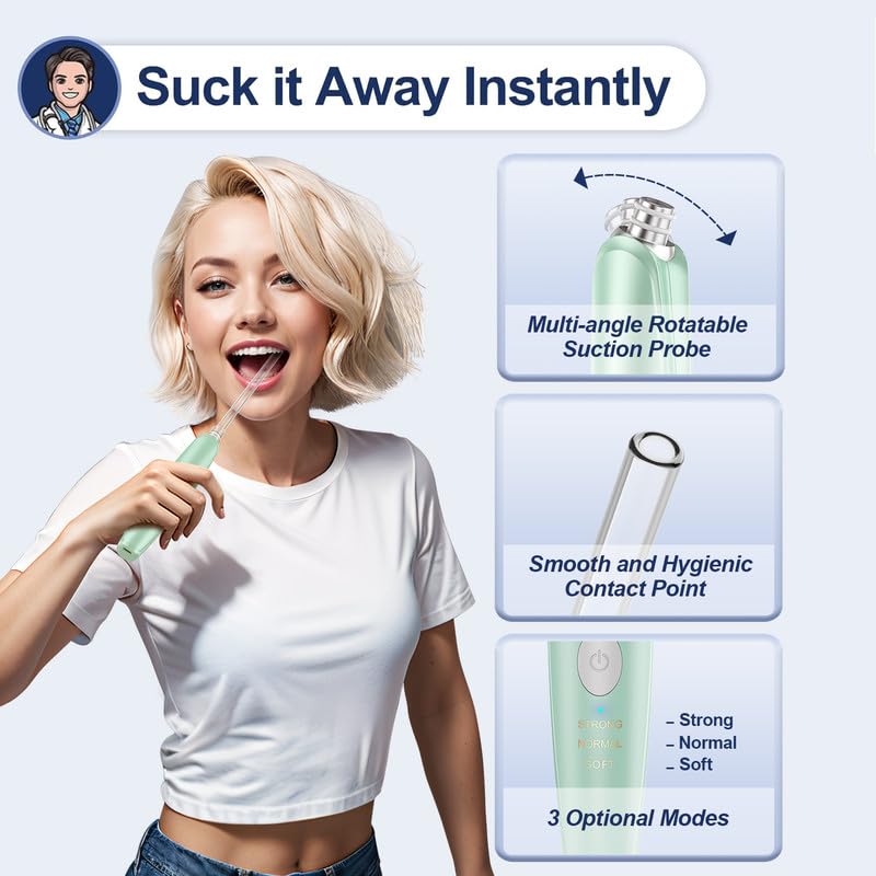 [Australia] - Tonsil Stone Remover Vacuum Electronic Tonsil Stone Removal Kit Instant Suction Tool Oral Irrigator Tonsil Stones Syringe Tongue Depressor 5X Magnifying Mirror 3 Modes Easy to Use Green 
