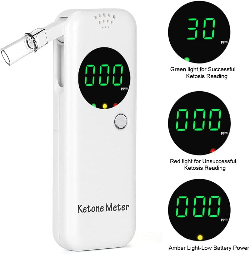 [Australia] - Portable Ketone Breath Tester, Digital Ketone Breath Meter, Ketosis Breath Tester to Determine Ketone Status, with 10 Interchangeable Mouthpieces 
