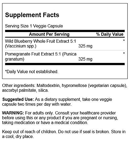 Swanson Greens Wild Blueberry & Pomegranate, 60 Veg Capsules | Promotes Bone and Joint Health with Antioxidant-Rich Fruits, Featuring Vitamin C, Vitamin K, Fiber and Manganese, Vegan