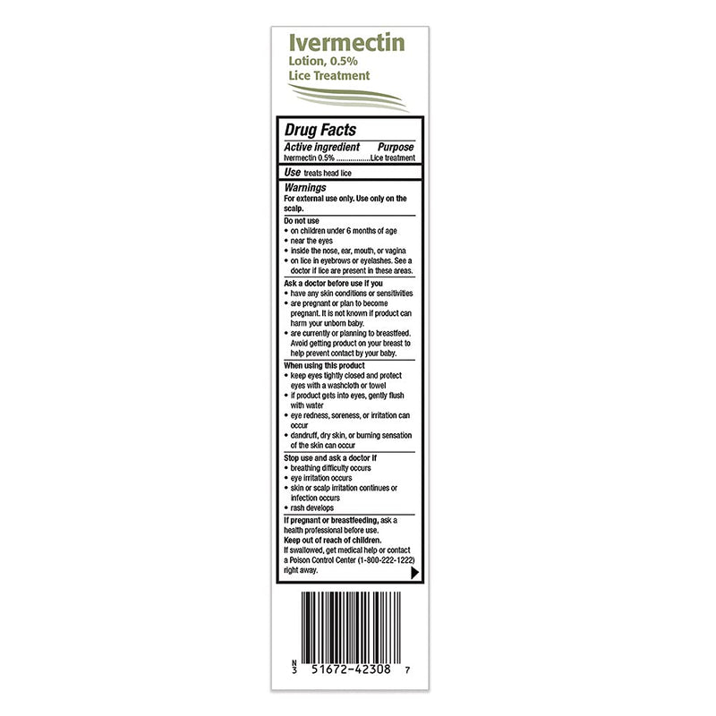 [Australia] - TARO Ivermectin Lotion 0.5% Lice Treatment for Adults - Prescription Level Hair Lice Treatment, Effective Solution Kills Eggs and Nits, No Nit Combing, Single Application use 