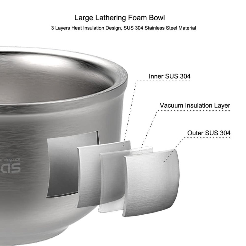 [Australia] - Anbbas Synthetic Badger Hair Shaving Brush,Stainless Steel Shaving Soap Bowl and Higher Brush Holder Stand Set for Men Wet Shave Silver-upgraded 