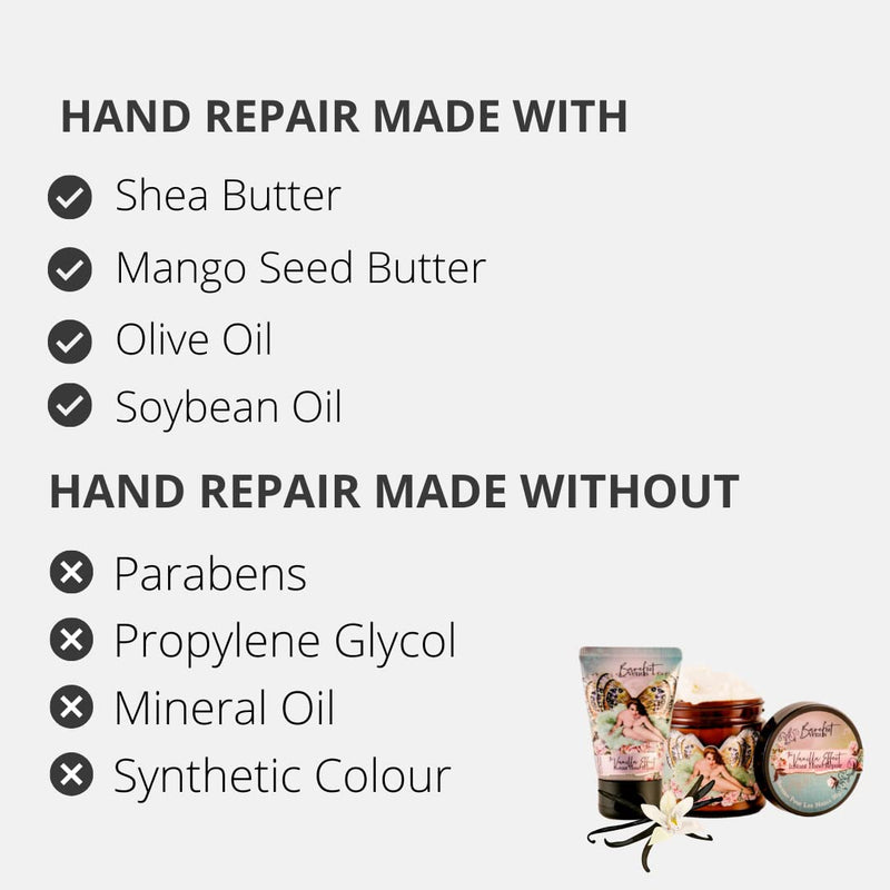 [Australia] - Barefoot Venus Vanilla Effect Bundle: Instant Hand Repair (3 oz), Mini Instant Hand Repair (1 oz), Argan Body Oil (0.27 oz) The Vanilla Effect 